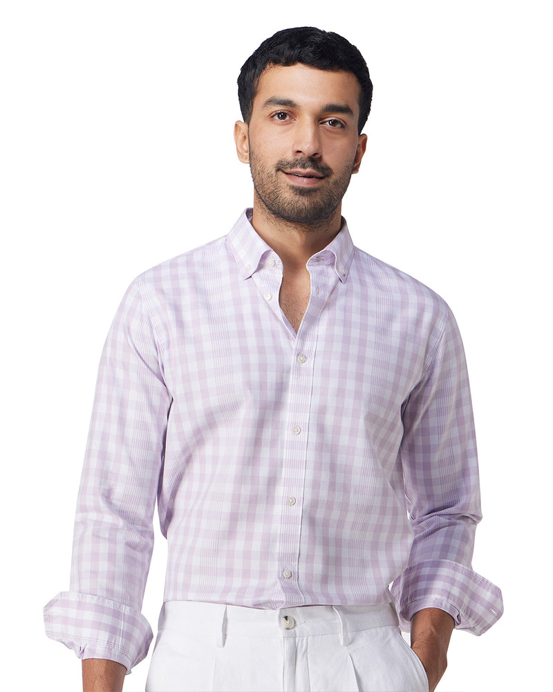 Lavender Oxford Checked Shirt