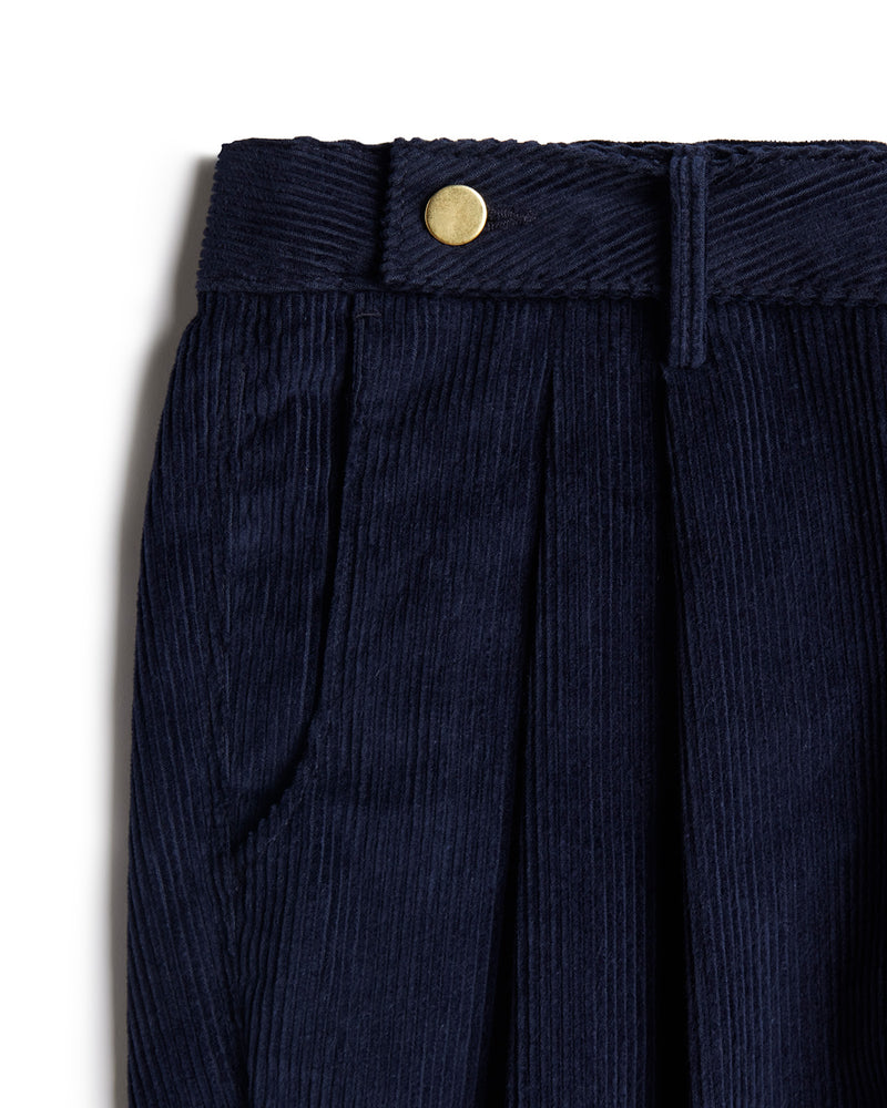 Sierra Corduroy Pleated Chinos - Navy
