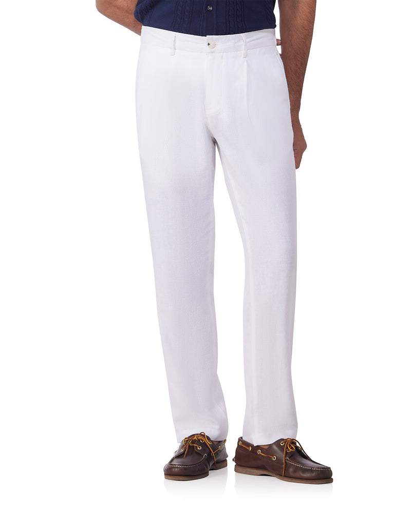 Palmscape Cotton Linen Pants - White