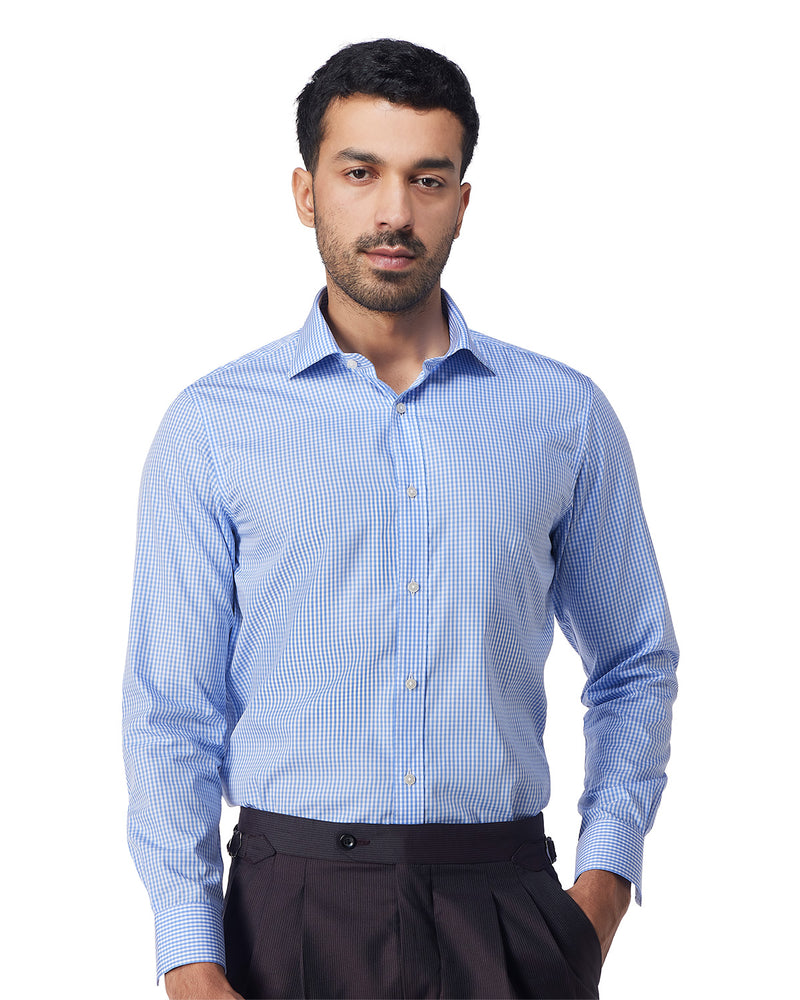 Blue Cotton Checked Shirt