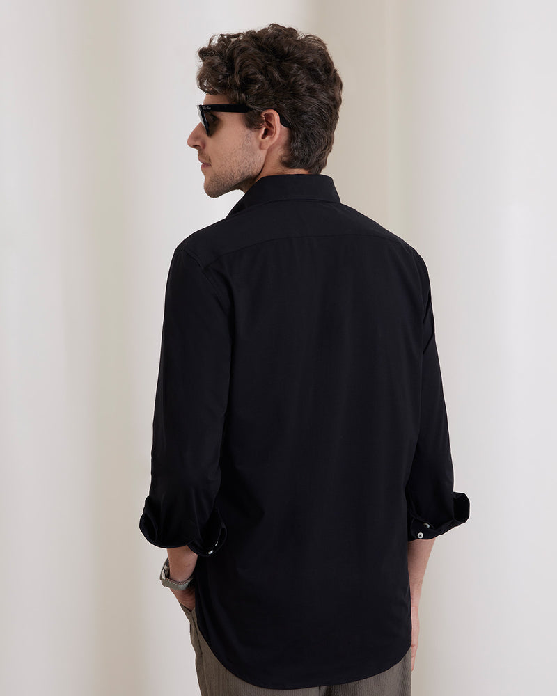 Black Stretch Knit Shirt