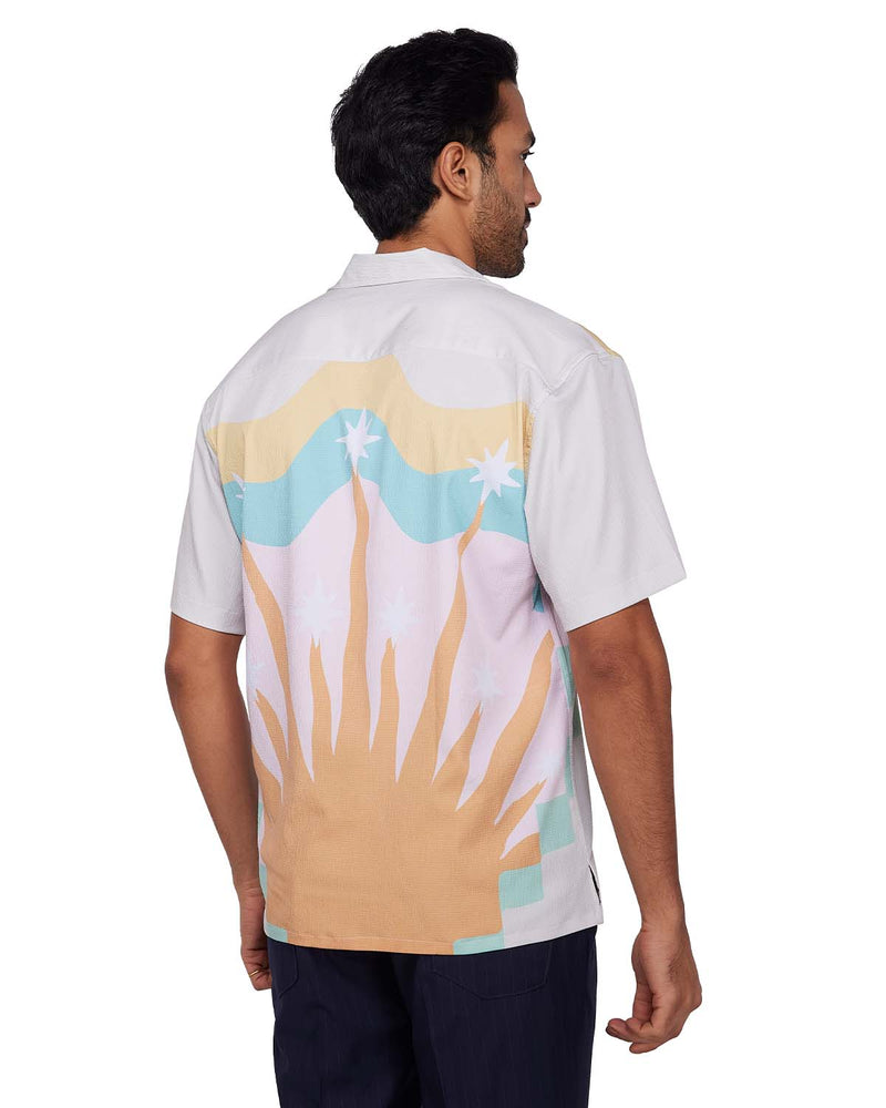 Orange Ember Printed Seersucker Shirt