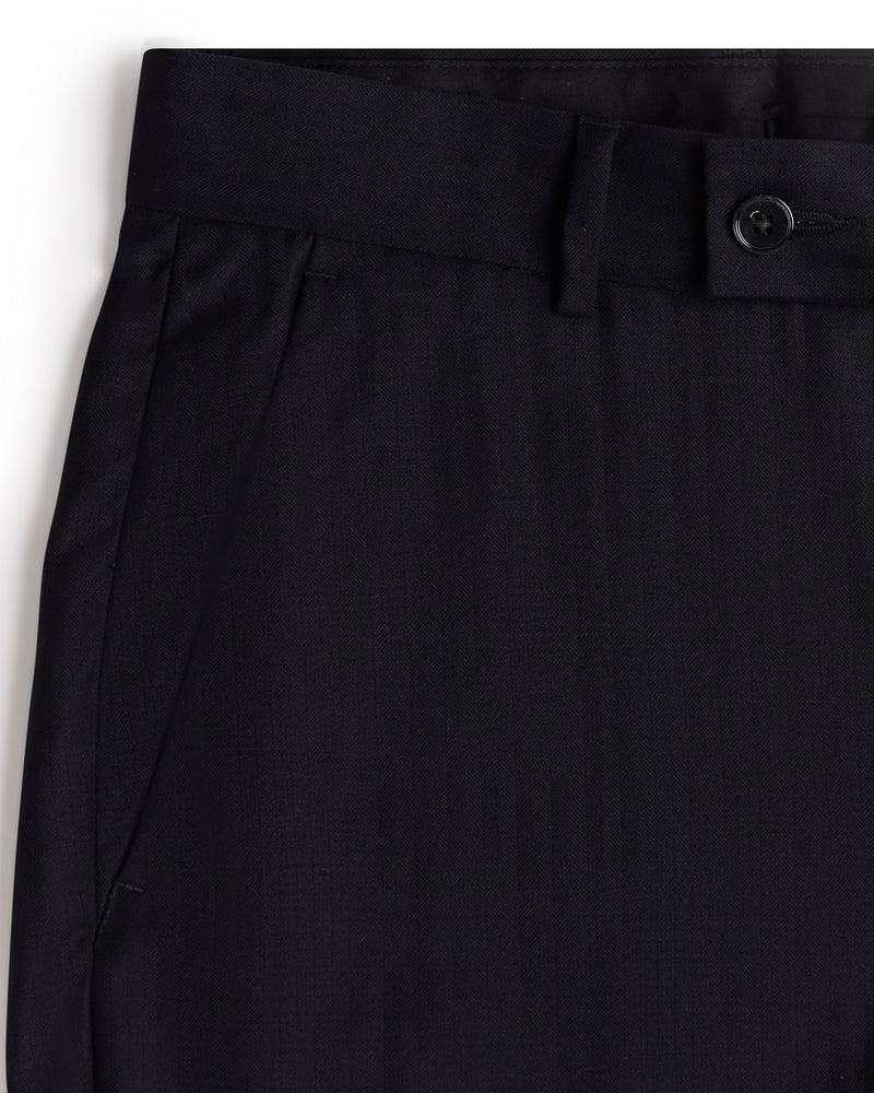 Veritas Merino Wool Herringbone Dress Pants - Black