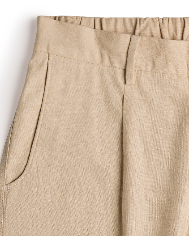 Palmscape Cotton Linen Pants - Ecru