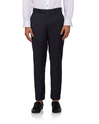 Veritas Merino Wool Striped Dress Pants - Charcoal