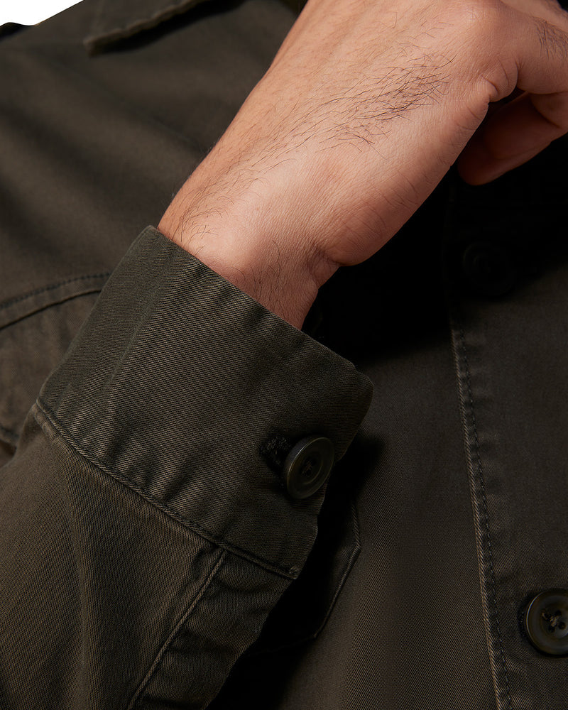 Ashcroft Washed Twill Shacket - Olive