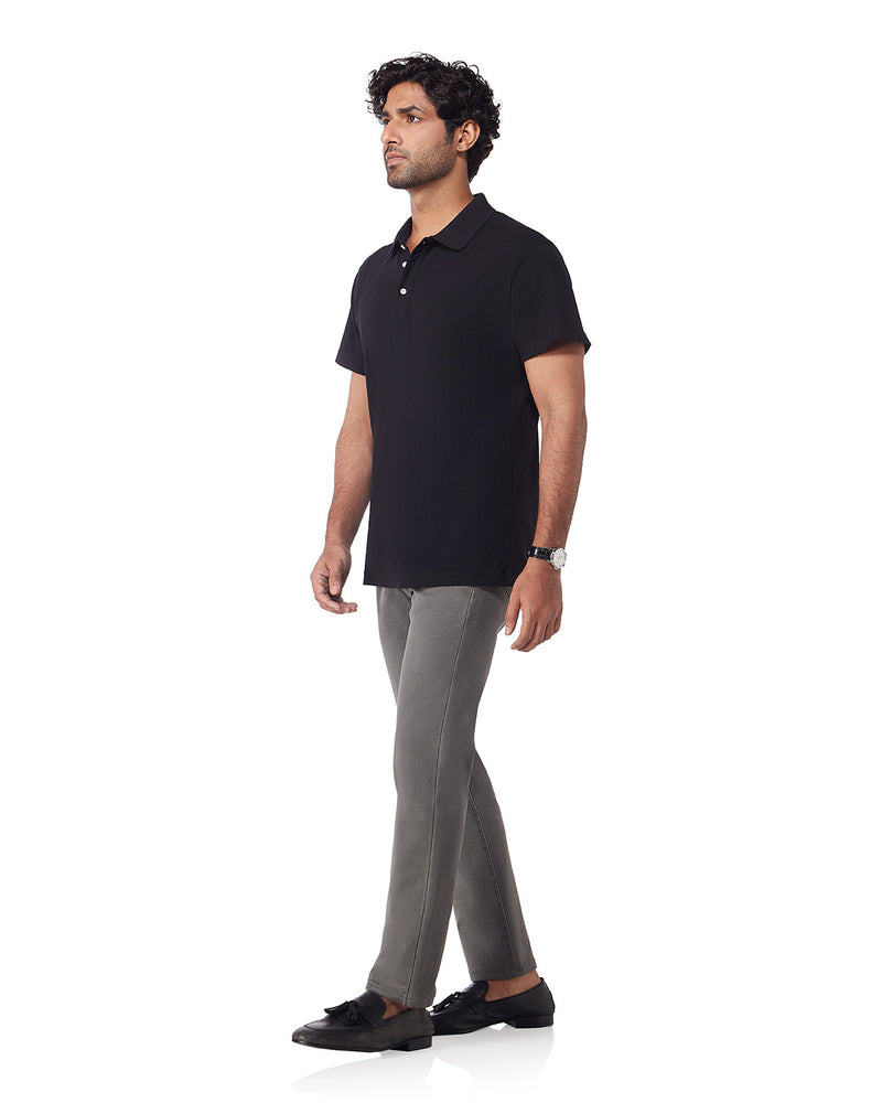 Signature Button Polo T-Shirt - Black