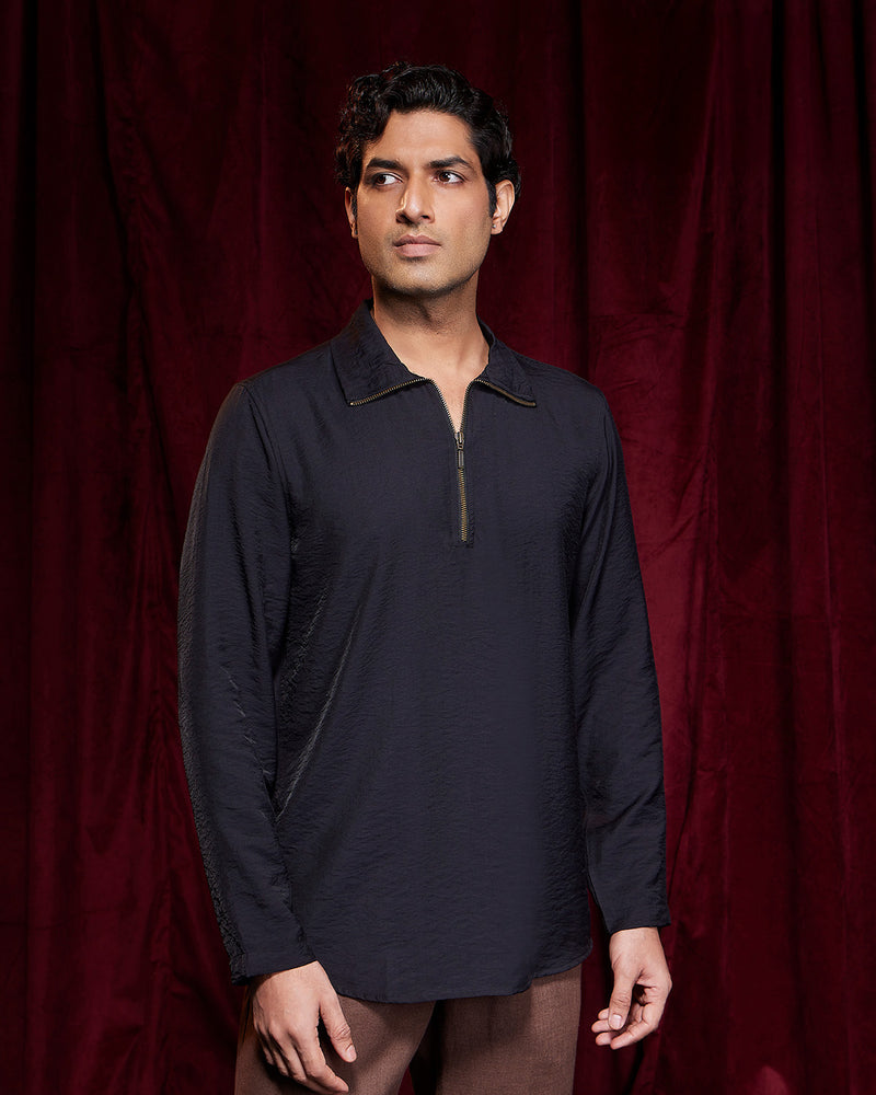 BSC x ALB | Solstice High-Neck Zipper Shirt - Black