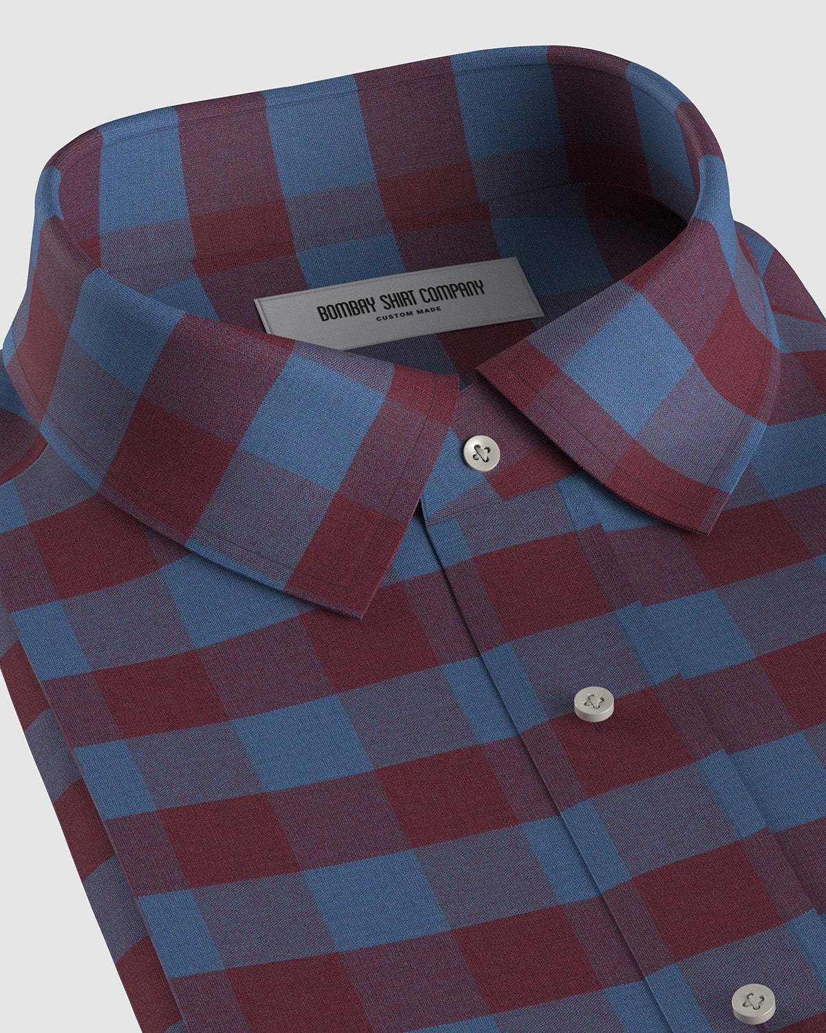 Cotton Checked Shirt - Maroon & Blue