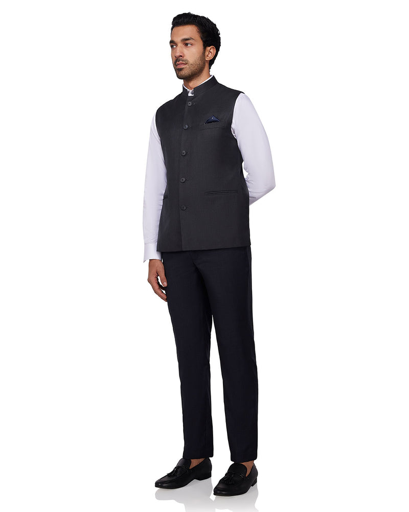 Cresta Blended Wool Nehru Jacket - Dark Grey