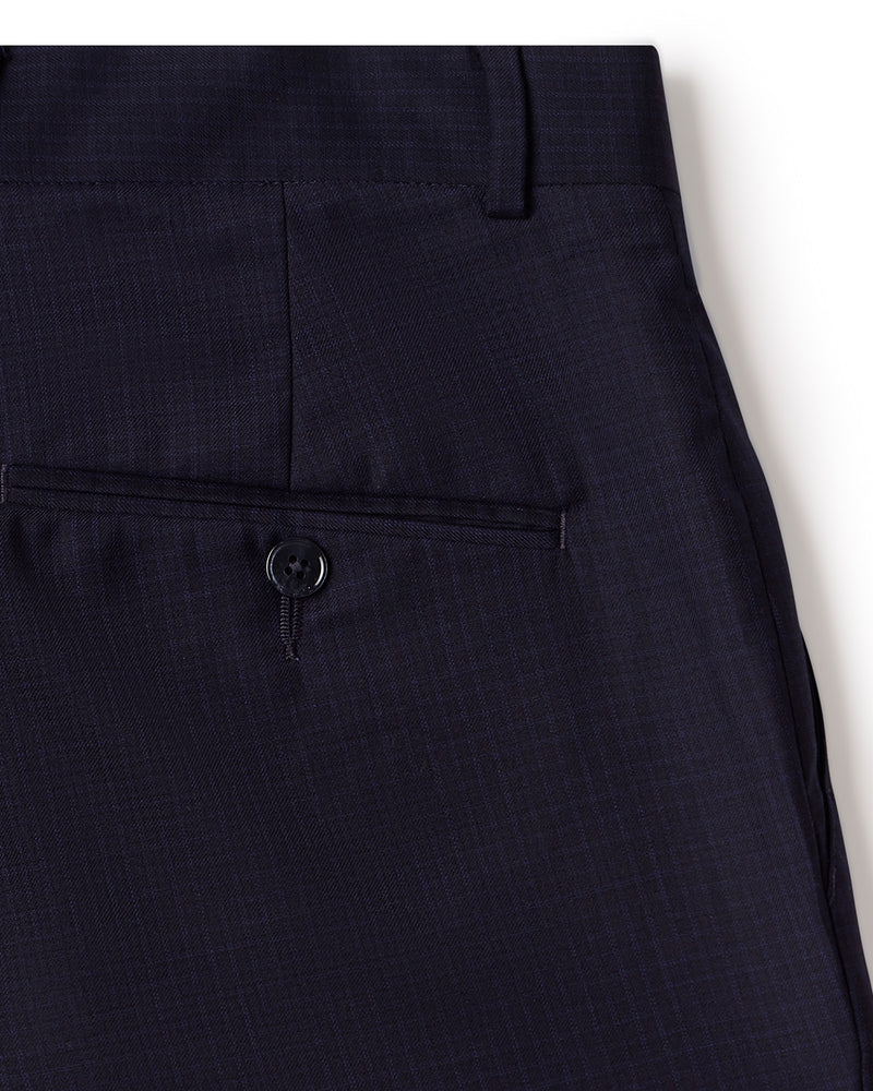 Veritas Merino Wool Micro Checked Dress Pants - Blue & Black