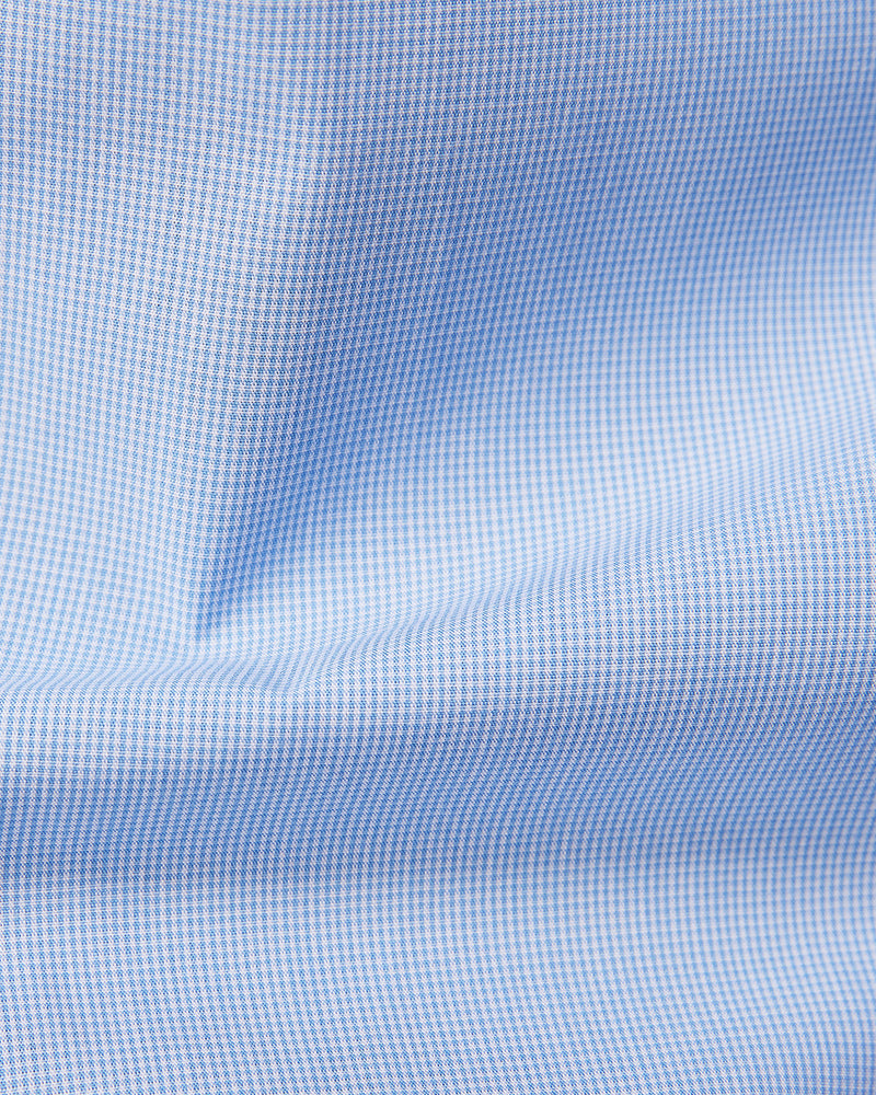 Light Blue Cotton Micro-Checked Shirt