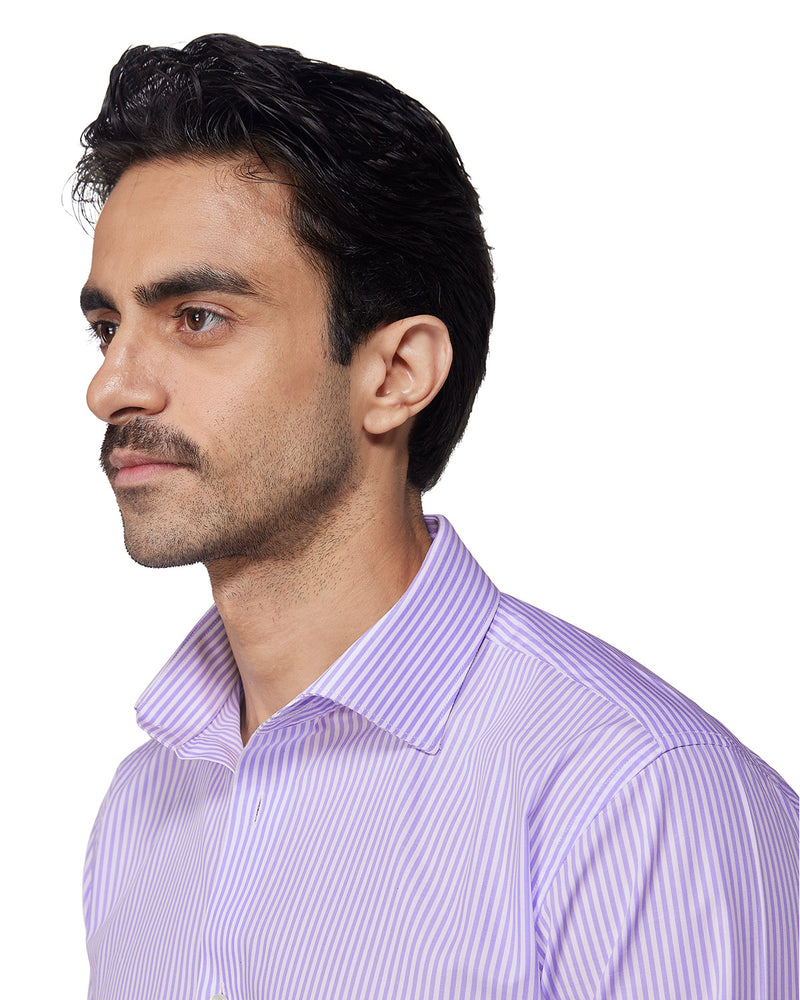 Lavender Cotton Oxford Striped Shirt