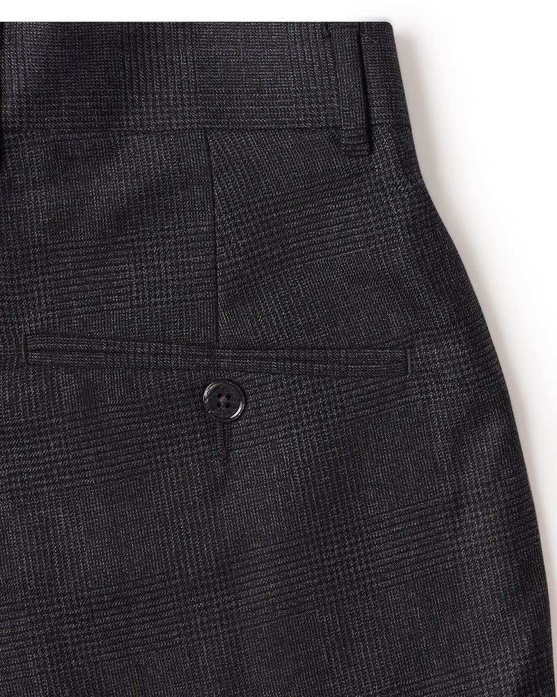 Veritas Merino Wool Glen Plaid Checked Dress Pants - Dark Grey