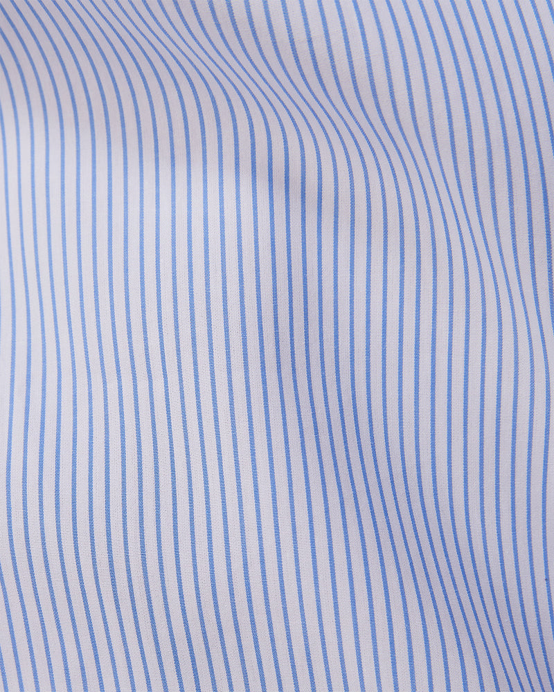 Blue & White Cotton Striped Shirt
