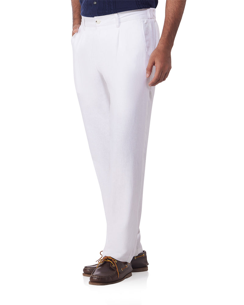 Palmscape Cotton Linen Pants - White