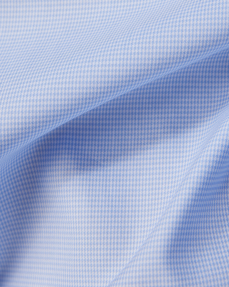 Light Blue Twill Micro-Checked Shirt