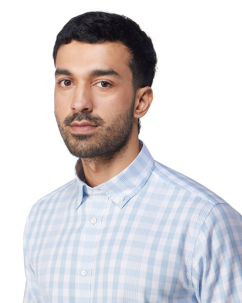 Blue Oxford Checked Shirt
