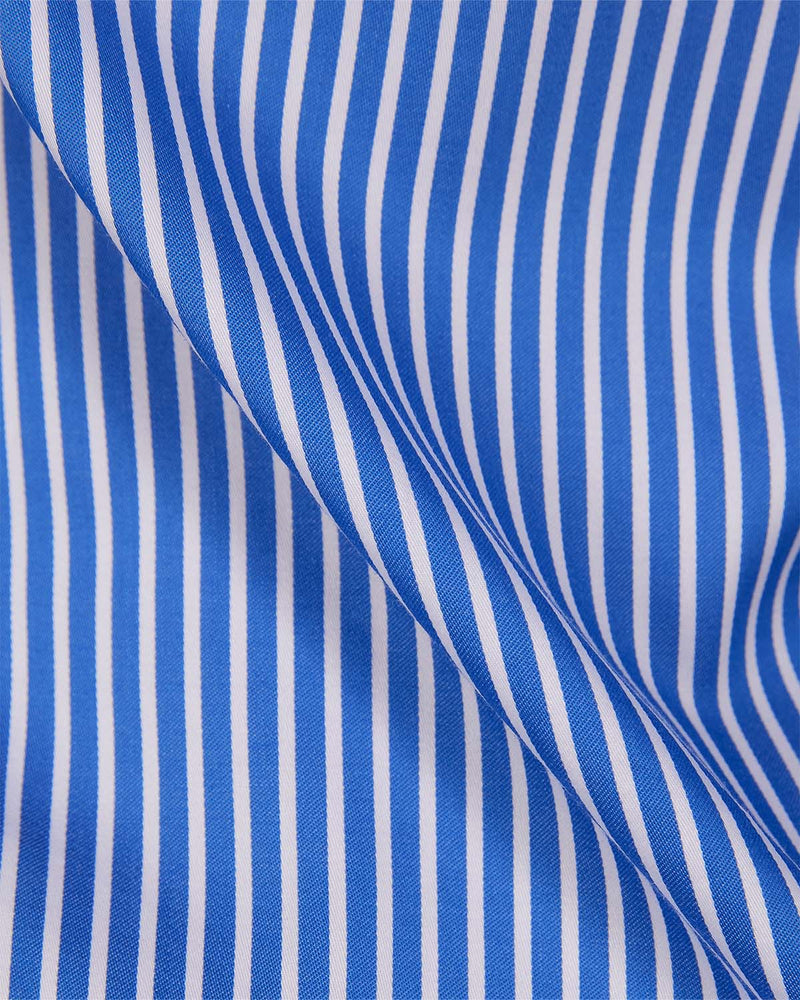 Dark Blue Satin Striped Shirt