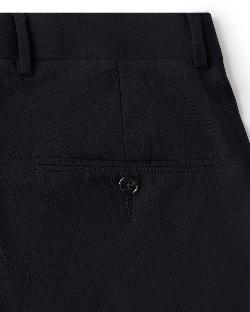 Veritas Merino Wool Herringbone Dress Pants - Black