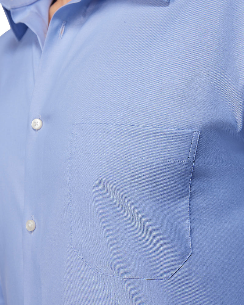 Blue Cotton Blend Twill Shirt