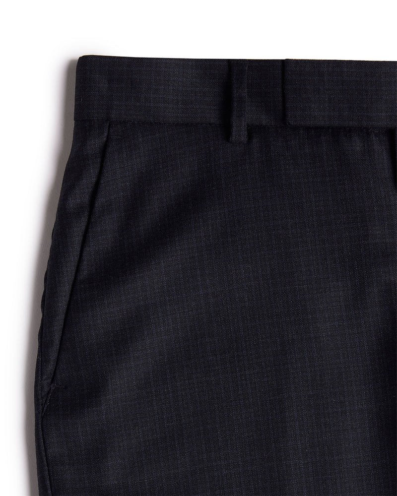 Veritas Merino Wool Checked Dress Pants - Dark Grey
