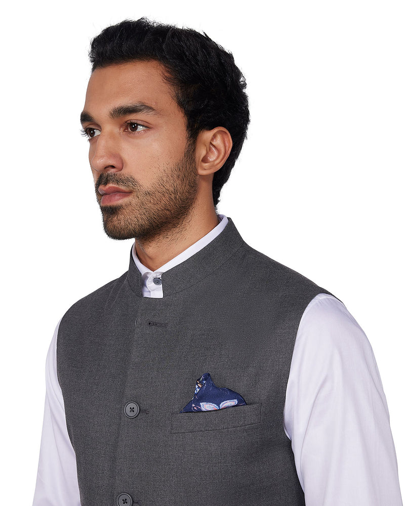Opal Stretch Nehru Jacket - Grey