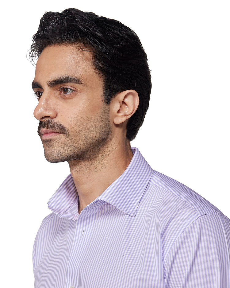 Lavender Cotton Oxford Striped Shirt
