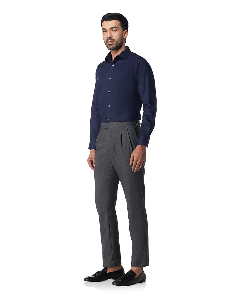 Navy Blue Cross-Dobby Shirt