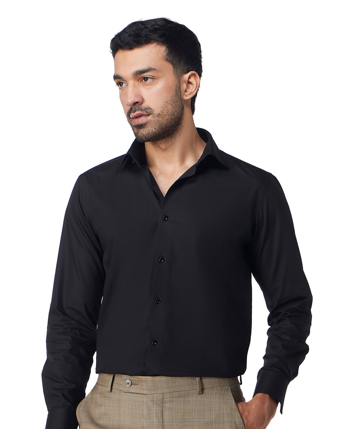 Black Smooth Cotton Poplin Shirt