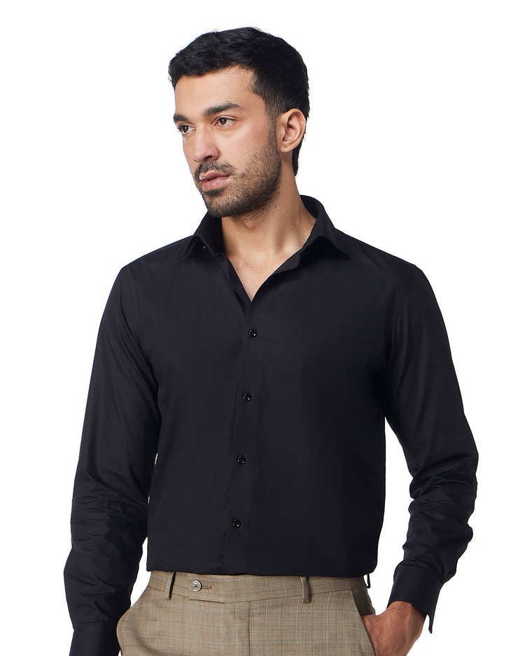 Black Smooth Cotton Poplin Shirt