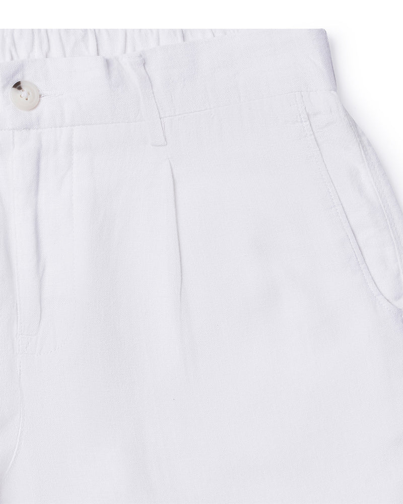 Palmscape Cotton Linen Pants - White
