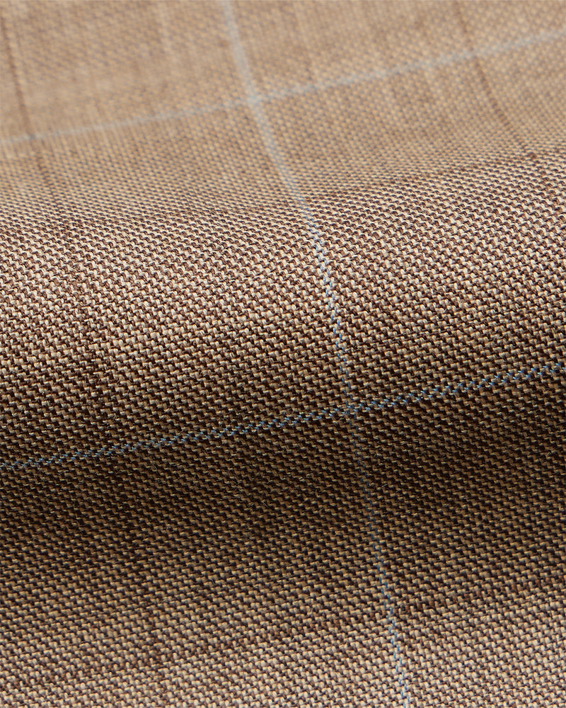 Veritas Merino Wool Checked Dress Pants - Beige