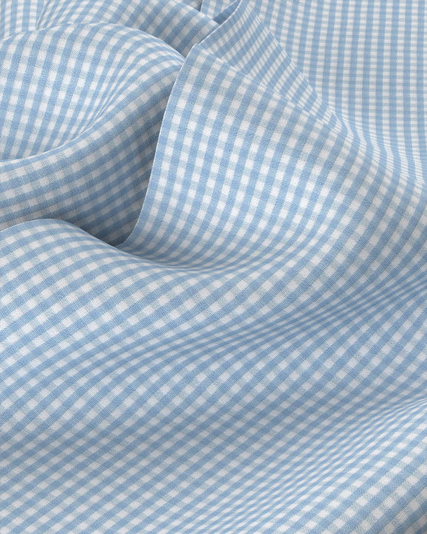 Gingham Checked Shirt - Light Blue & White