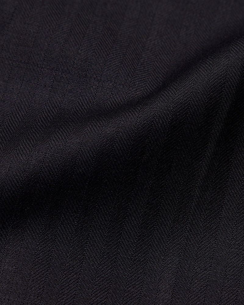 Veritas Merino Wool Herringbone Dress Pants - Black