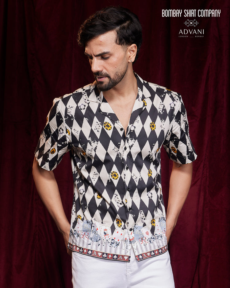 Black & White Casino Printed Shirt