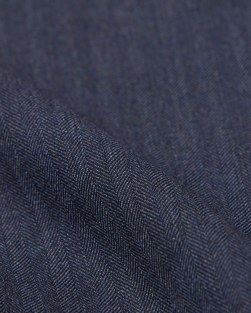 Veritas Merino Wool Herringbone Dress Pants - Blue