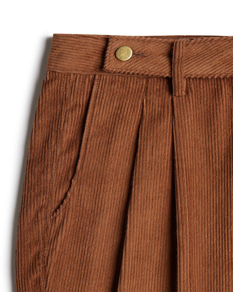 Sierra Corduroy Pleated Chinos  - Brown