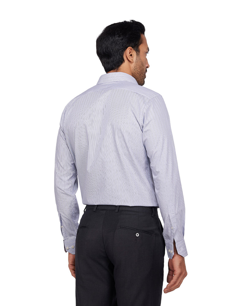 Blue & White Poplin Striped Shirt