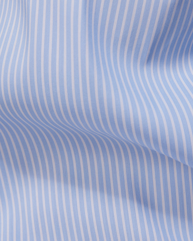 Blue & White Stretch Cotton Blended Striped Shirt