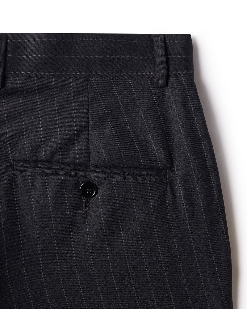 Veritas Merino Wool Striped Dress Pants - Charcoal