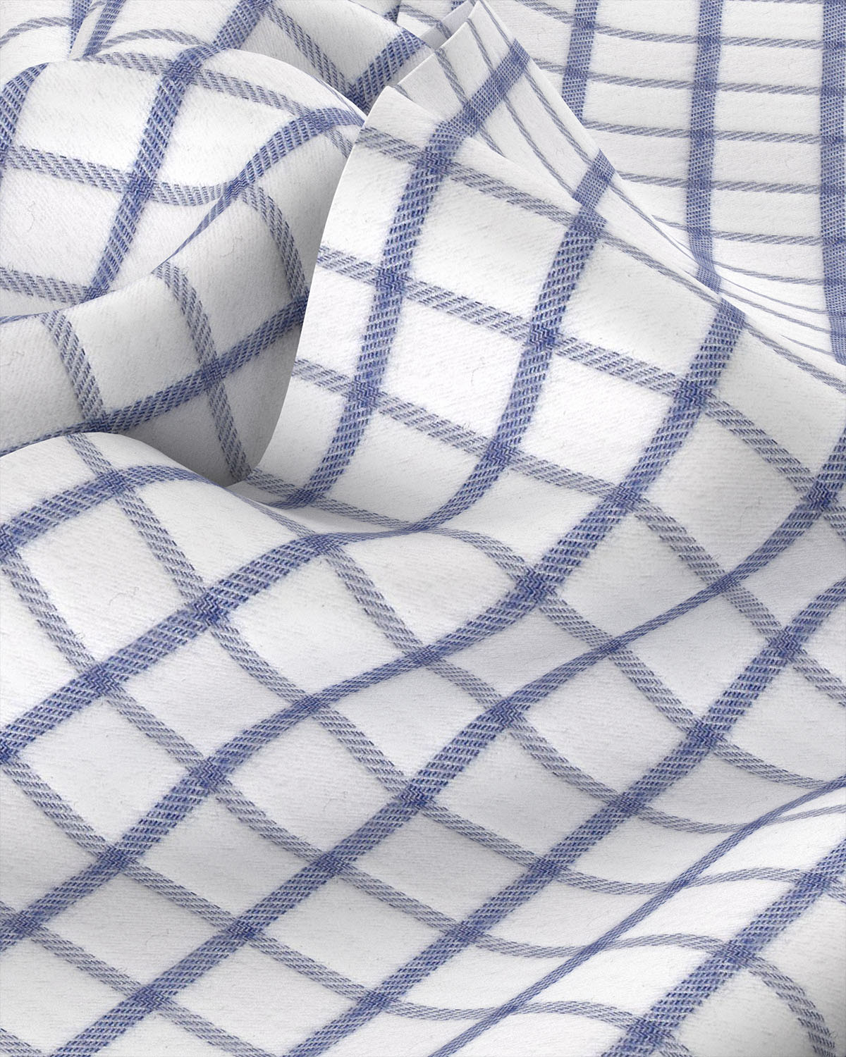 Japanese Flannel Checked Shirt - White & Blue