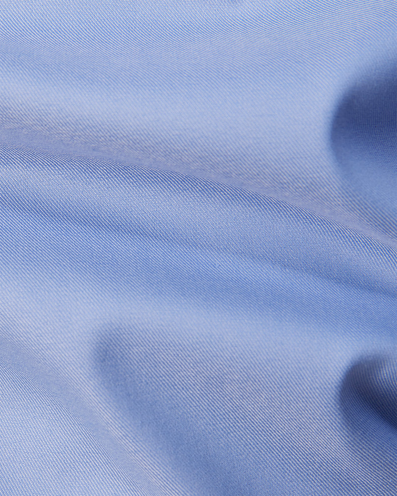 Blue Cotton Blend Twill Shirt