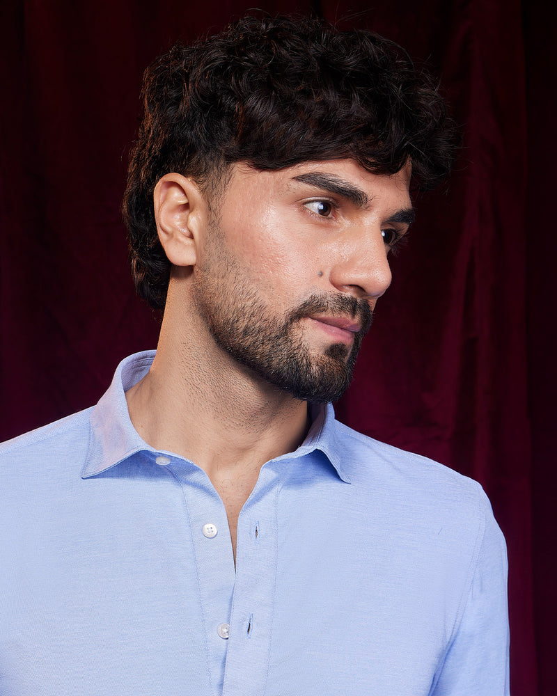 BSC x ALB | Monte Carlo Popover Stretch Knit Shirt - Light Blue