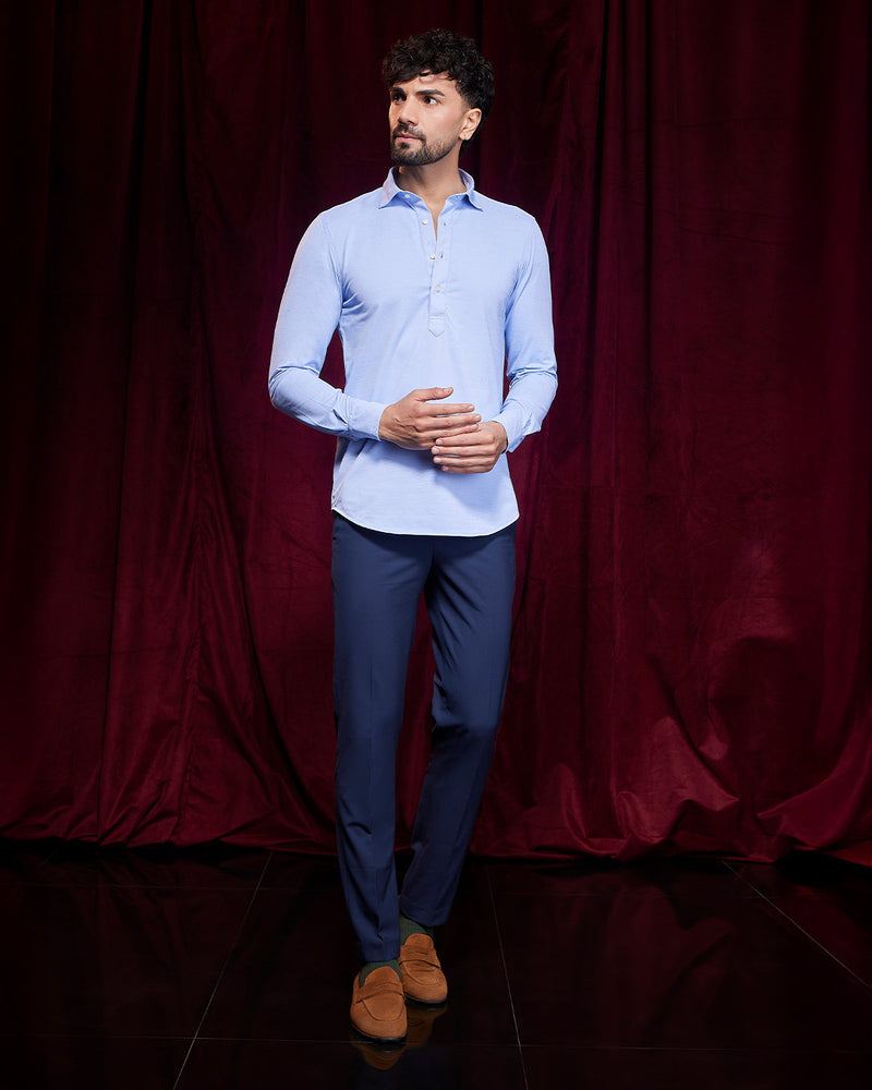 BSC x ALB | Monte Carlo Popover Stretch Knit Shirt - Light Blue