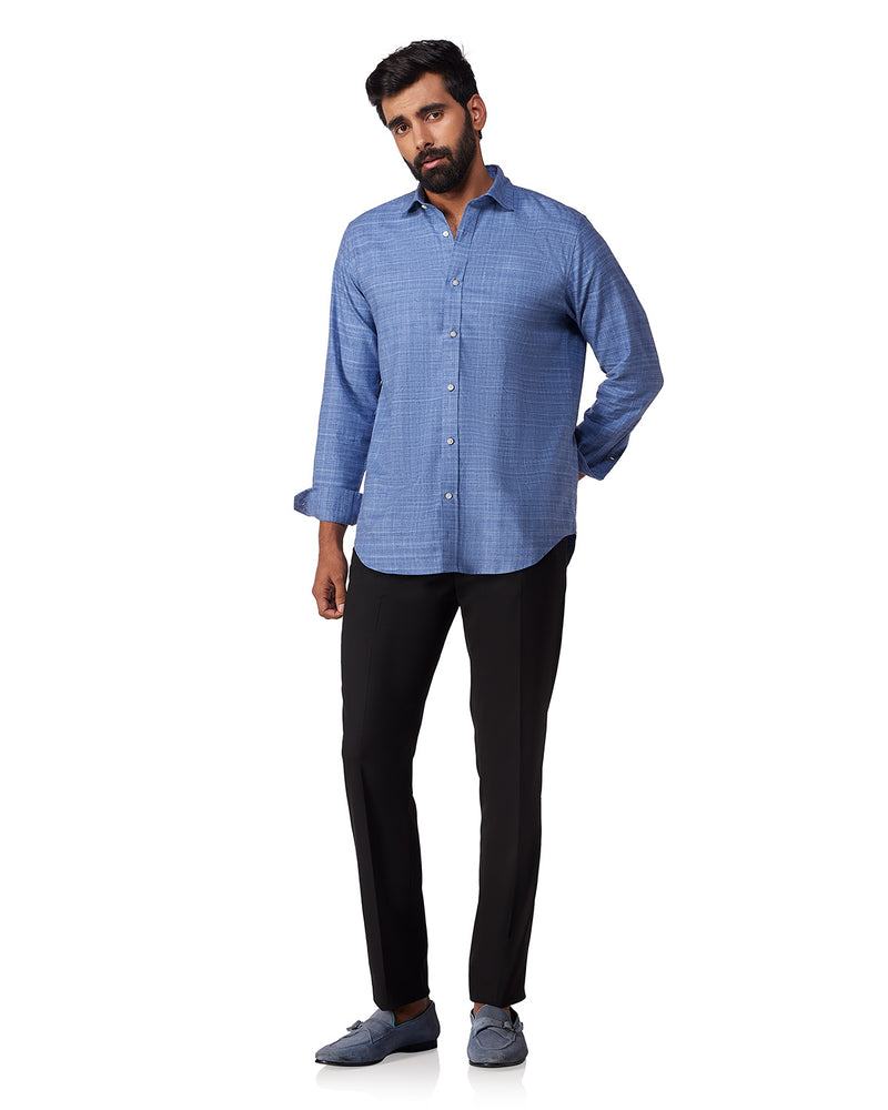 Blue Brushed Dobby Shirt