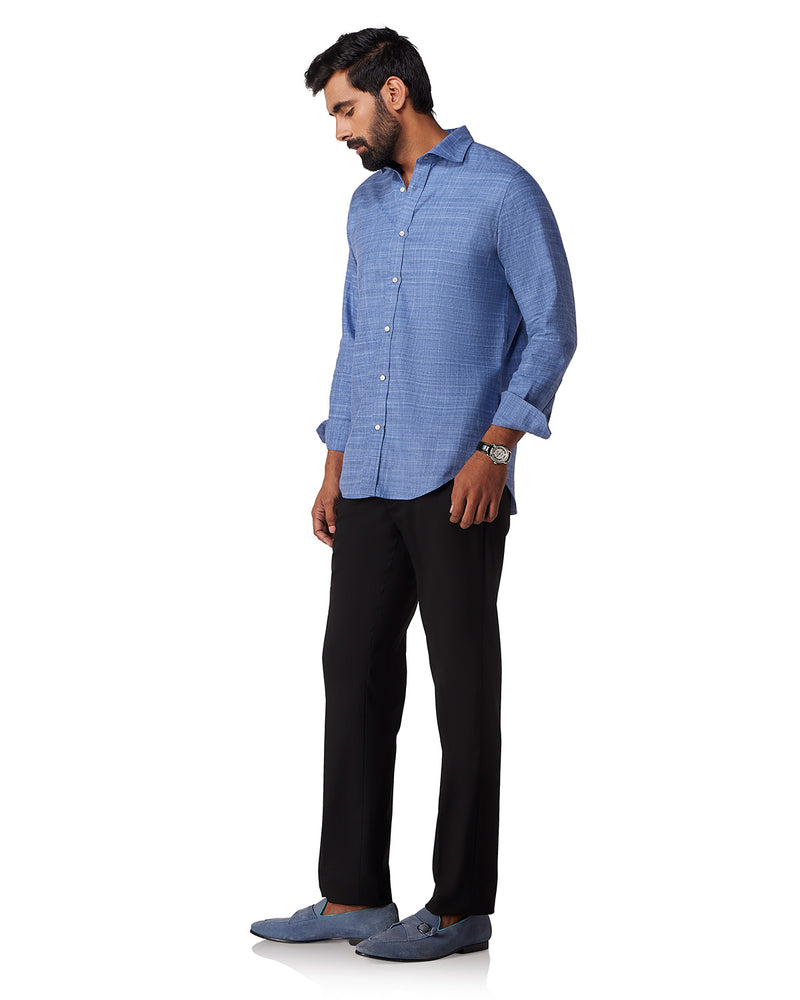 Blue Brushed Dobby Shirt