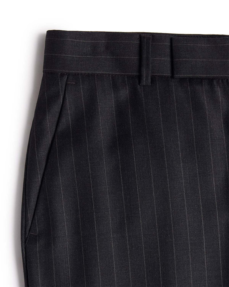 Veritas Merino Wool Striped Dress Pants - Charcoal