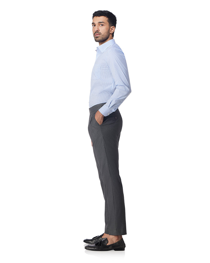 Blue & White Stretch Poplin Striped Shirt