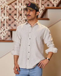 Black & Ecru Striped Shirt